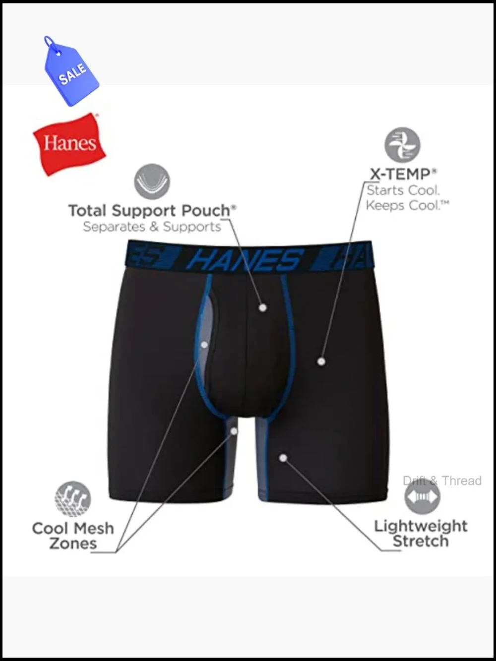 Men's Boxer Briefs 3-Pack Total Support Pouch Anti-Chafe